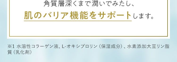 角質層深くまで潤いでみたし、肌のバリア機能をサポートします。